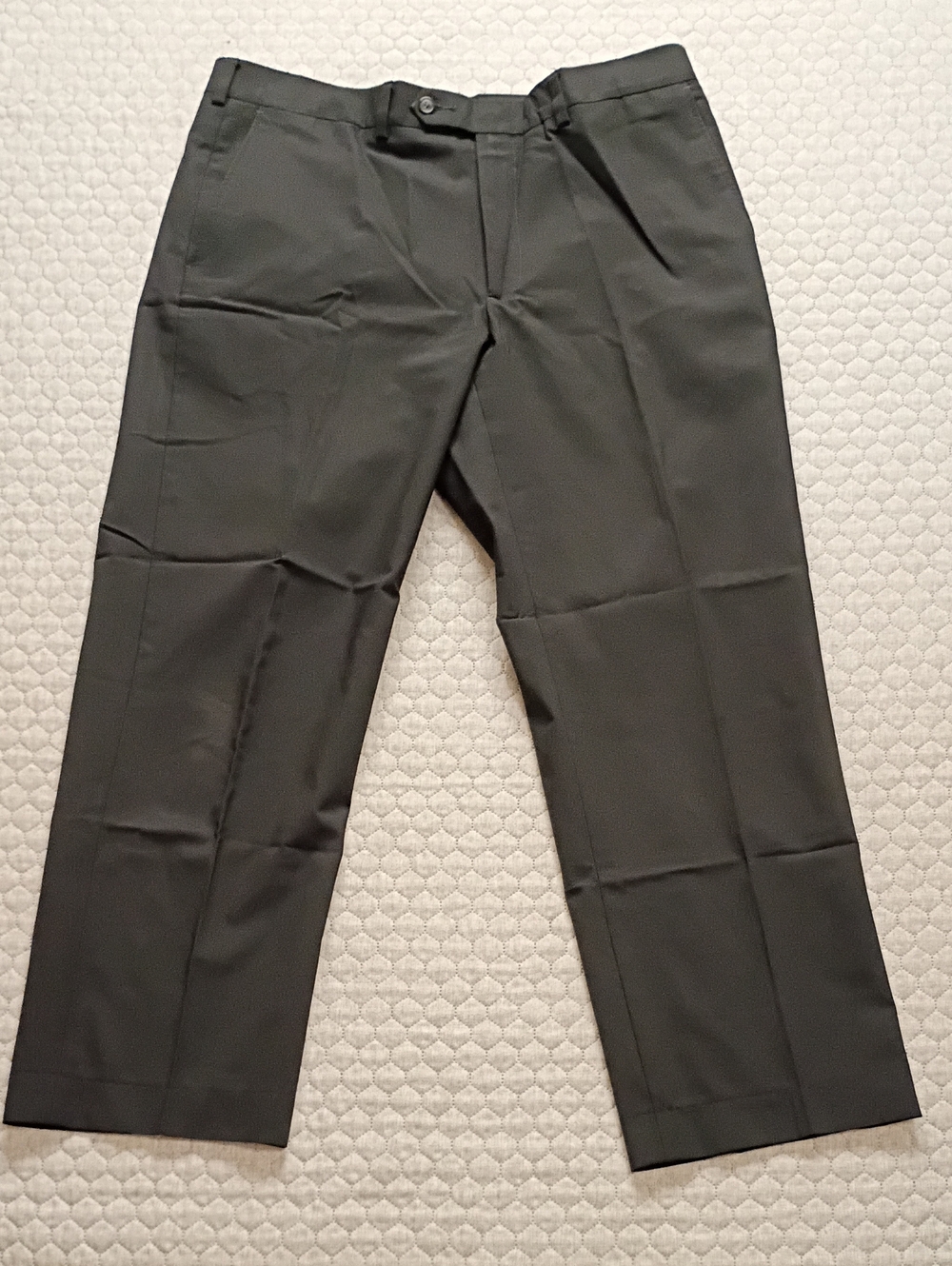 Land's End Trousers 36x28 Black Wool Blend Plain Front NWOT